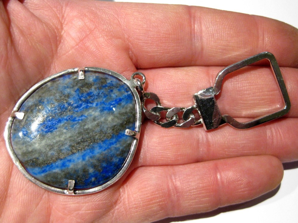 silver lapis lazuli keychain