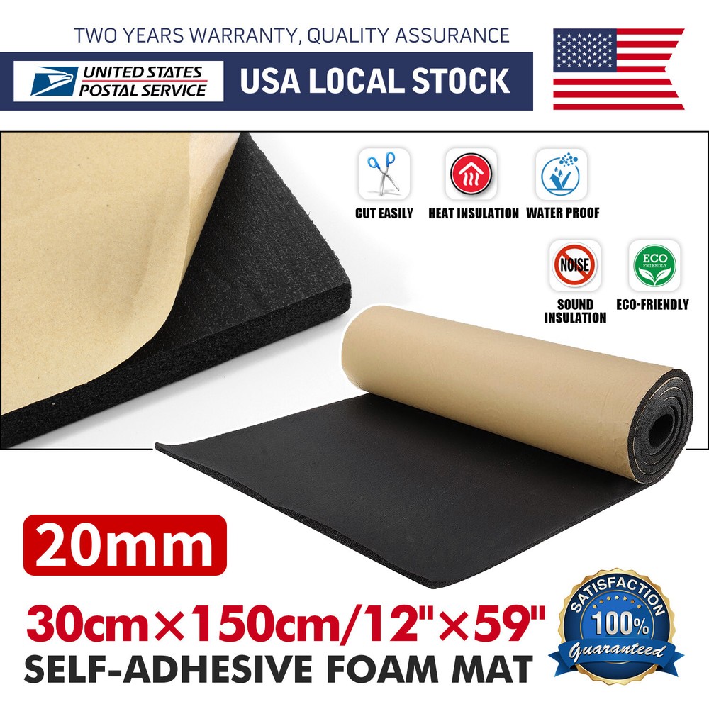 5sqft 20MM Thickness Adhesive Backed Foam Rubber Sheet Padding Insulation Pad