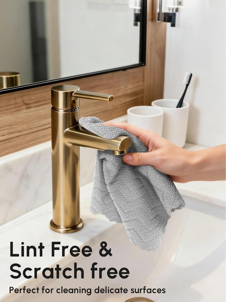 SOOWASH Microfiber Cleaning Cloths Roll, 75 Pack Tear 75 pack, Grey Ripple