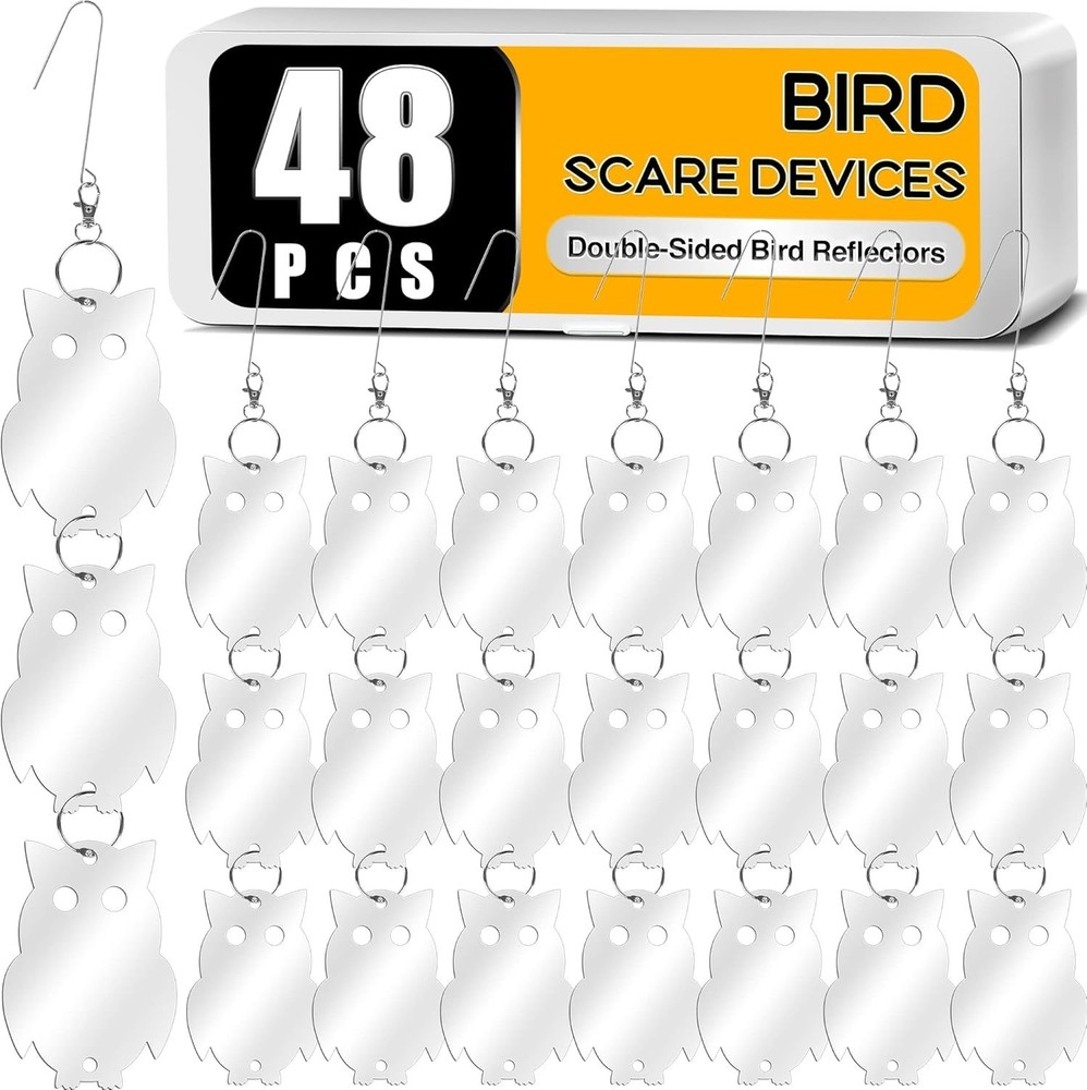 48 Pcs Bird Scare Discs, Reflective Double-Sided Bird Reflectors Upgraded Discs