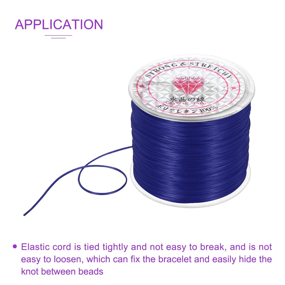 2 Rolls Elastic String for Bracelets, 0.8mm Stretch Bead Cord Blue, 100m