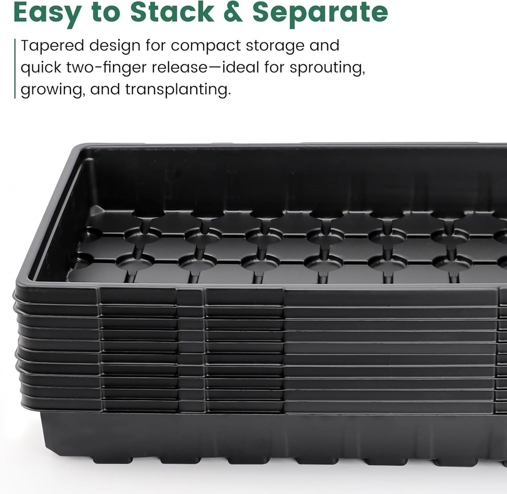 Fodder Trays 10-Pack - Heavy Duty Seed Starter Flats=