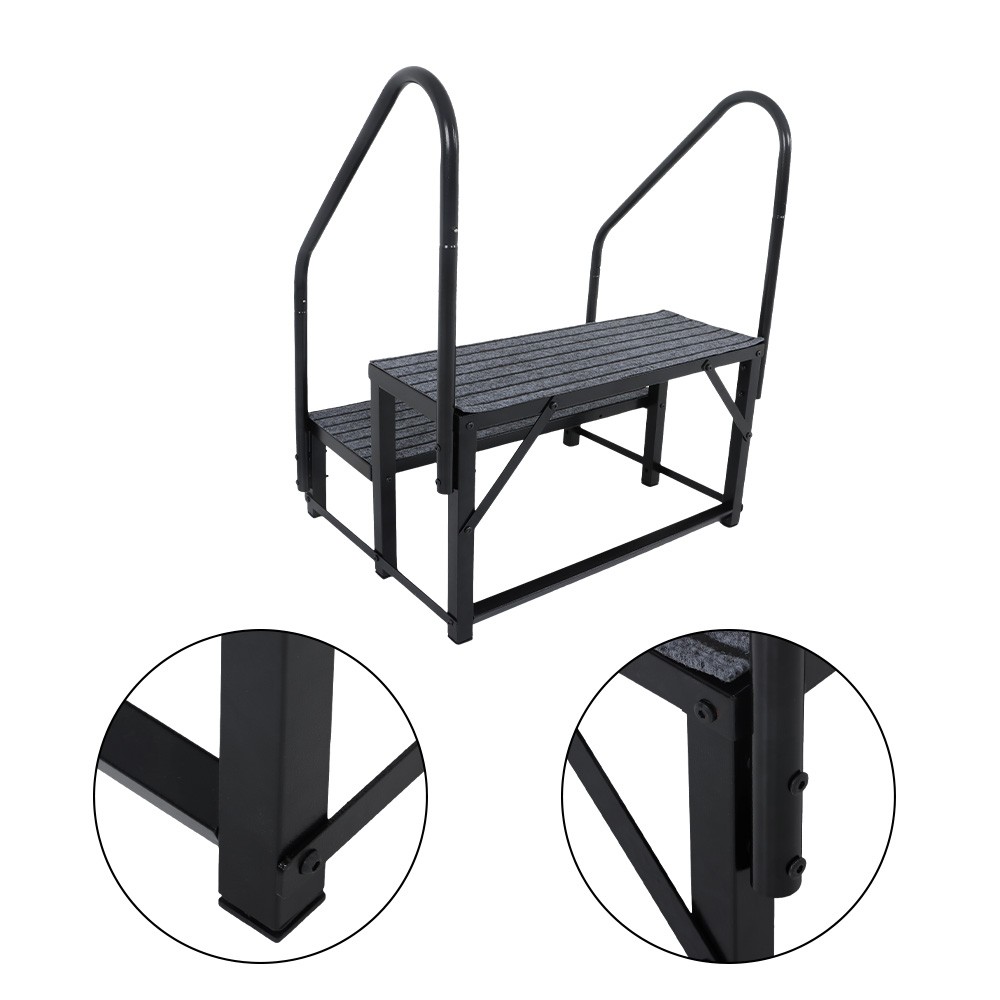 For 2 Step RV Steps with 2 Handrails w/Step Mat 660 lbs Load Capacity