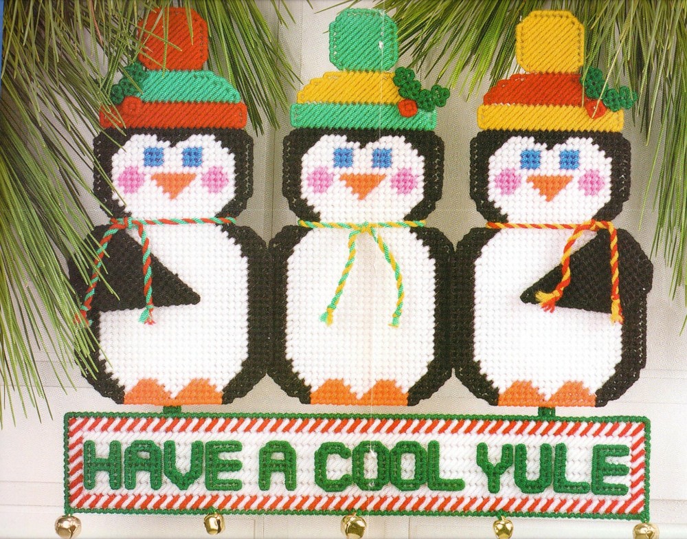 POLAR PENGUINS CHRISTMAS PLASTIC CANVAS PATTERN INSTRUCTIONS
