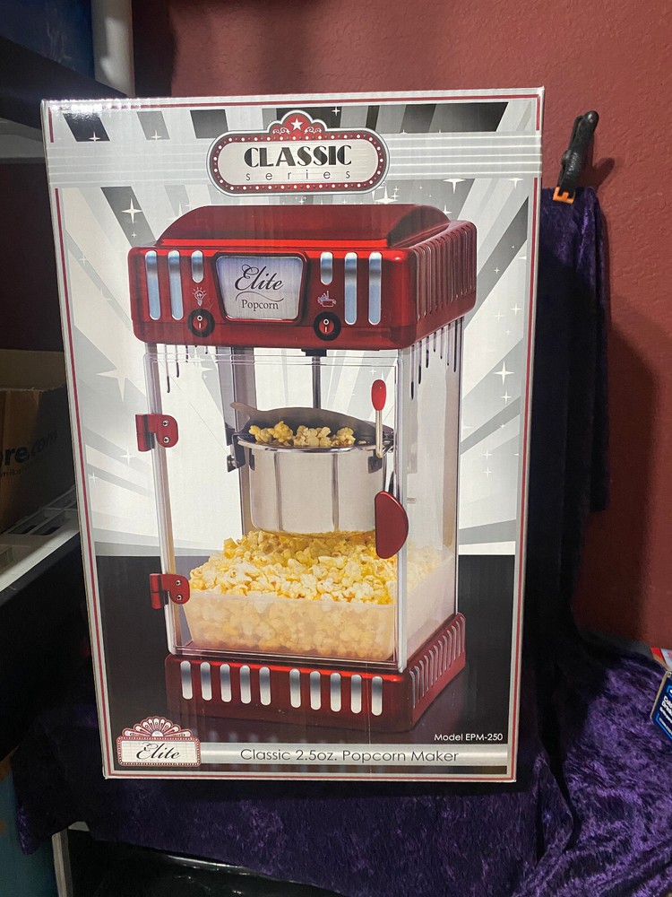 Classic Tabletop Kettle Popcorn Popper Machine - Retro-Style, 2.5 oz Capacity