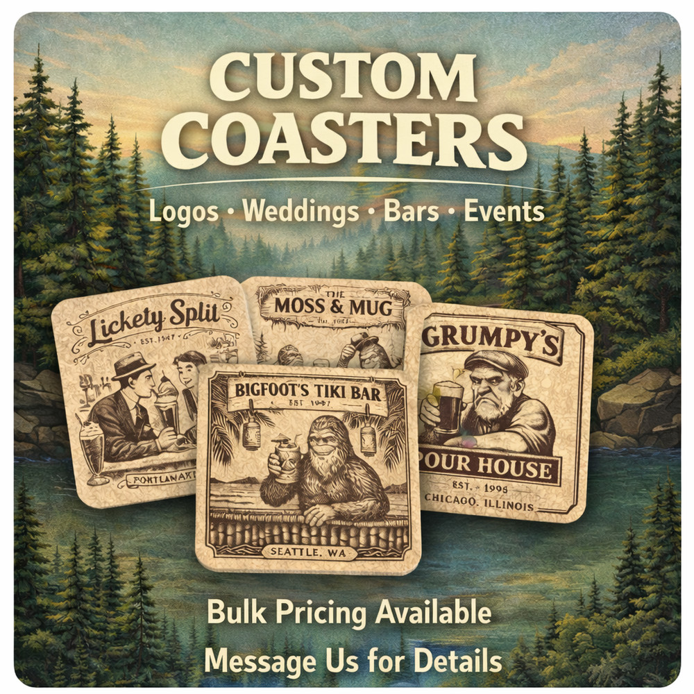 Wolf Slate Coasters – Laser Engraved Rustic Wildlife Drinkware