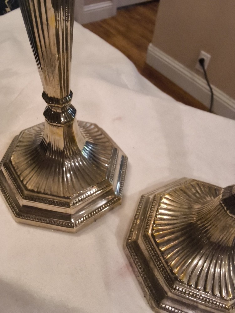 2 BOUGOIRS STYLE SILVER PLATE CANDLESTICKS STATLY ELEGANCE SOPHISTICATED L1