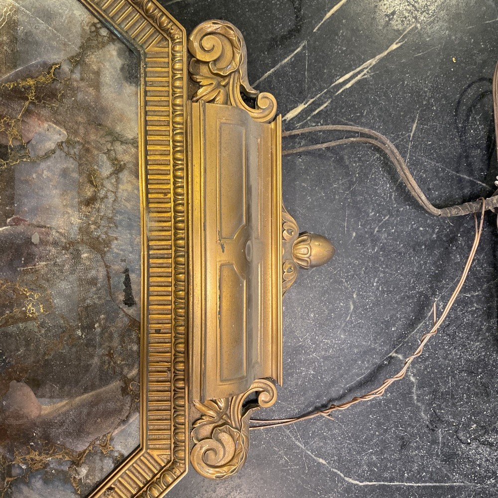 Vintage Original Heavy Brass Mirror With Light