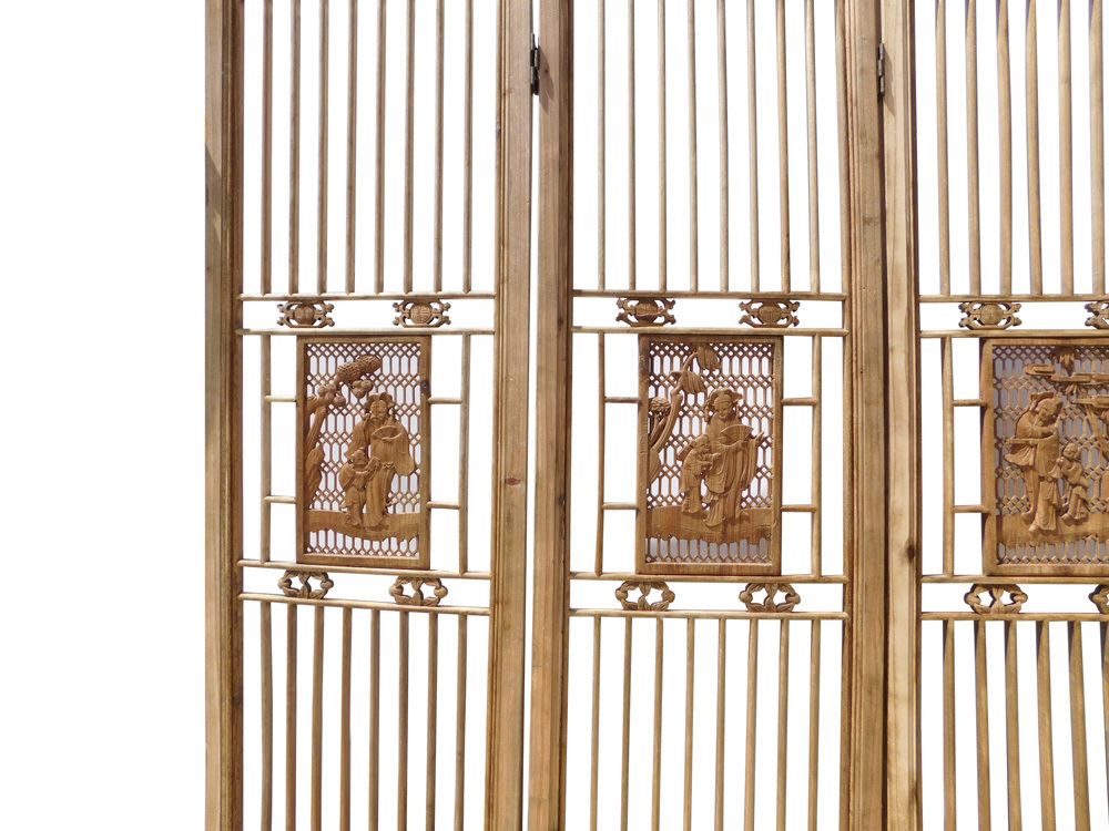 Chinese People Carving Window Pattern Wood Panel Floor Screen cs1523