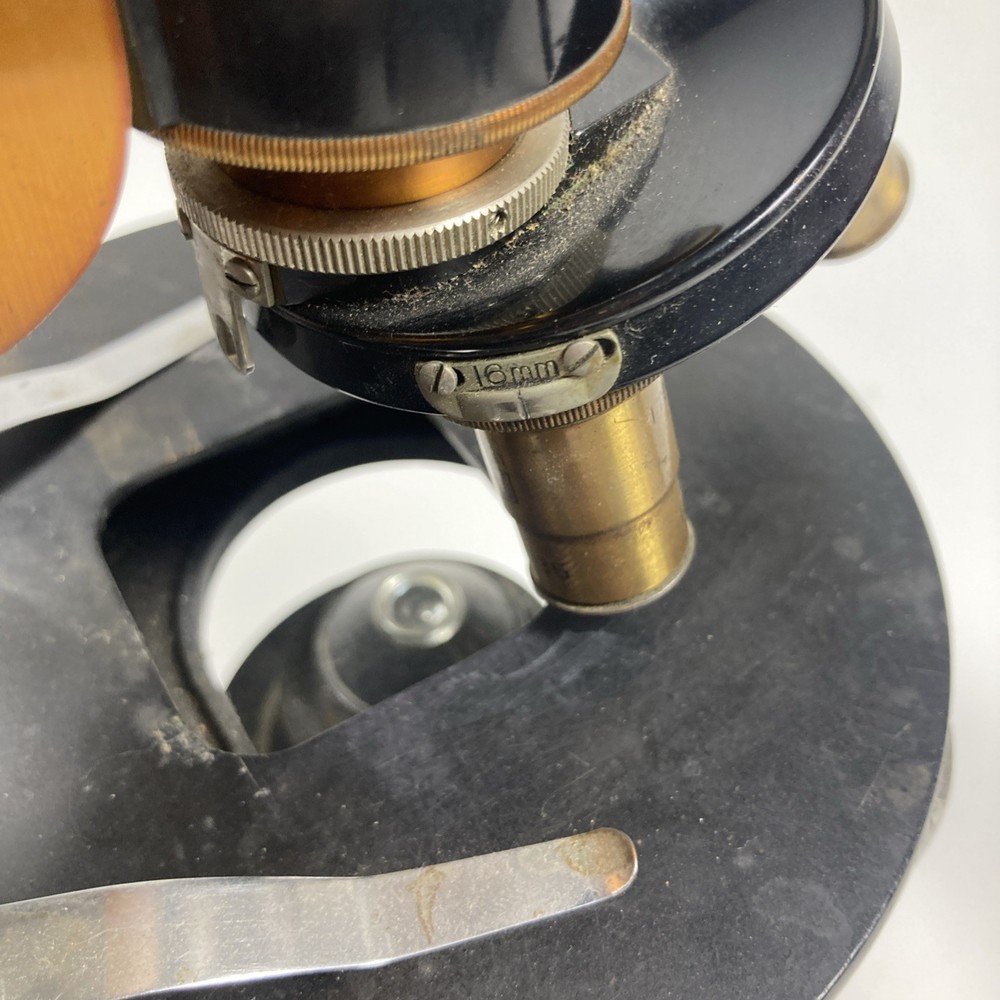 Vintage Spencer Buffalo Cast Iron & Brass Microscope w/Case