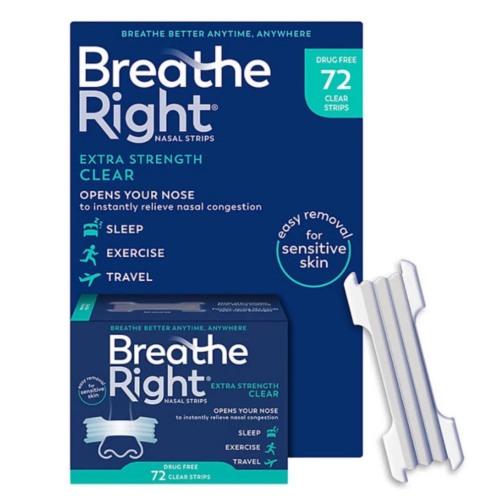 Breathe Right Extra Strength Nasal Strips Clear Sensitive Skin 72 Count