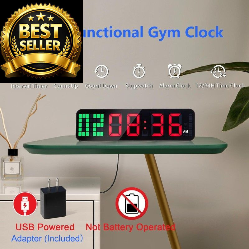 LUCORB Gym Timer - Large Digital Clock Wall with Interval Time Black+red