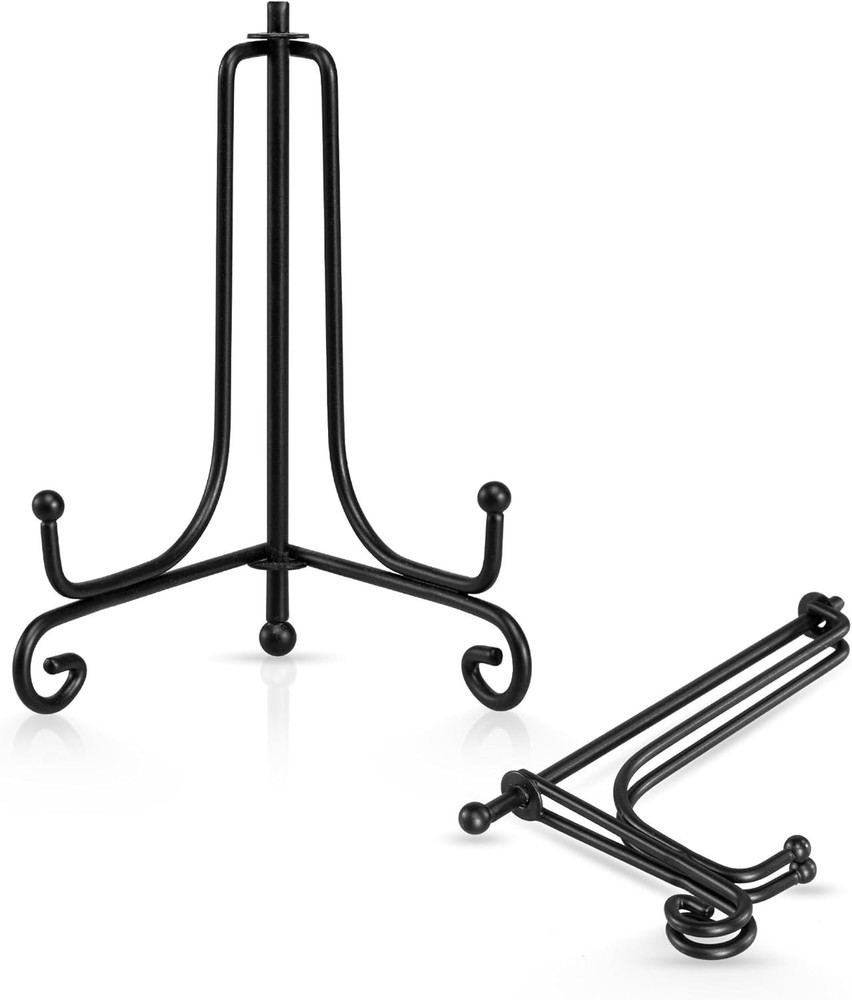 Foldable 4 Pack Iron Display Stand - Adjustable Holder for Pictures & Plates