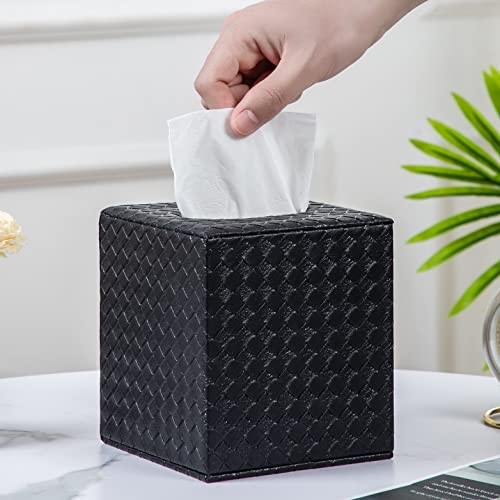 Tissue Box Cover, Tissue Box Holders for Bathroom Accessories Square Black