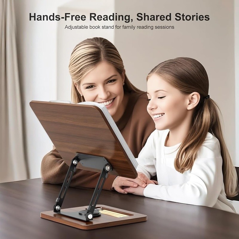 360° Adjustable Reading Rest W/ Storage Compartment Laptops Cookbooks Tablets US