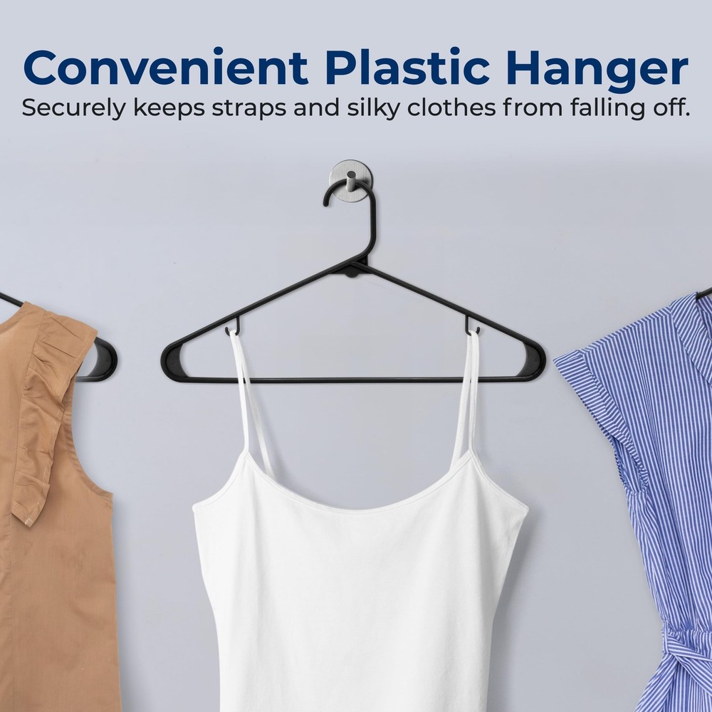 SereneLife 30 Pack Plastic Hangers (Black)