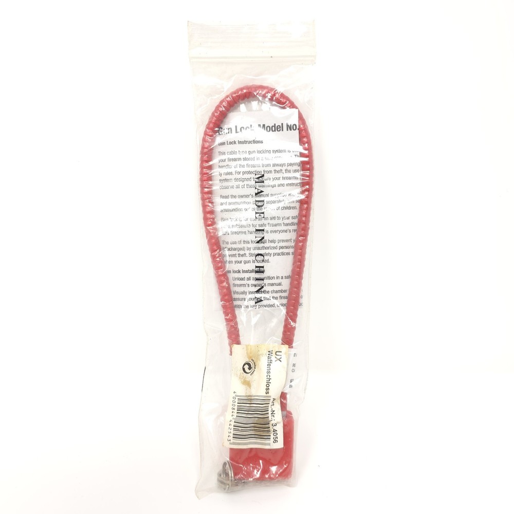Walther Regal Firearm Gun Lock Cable Lock Red 15" Includes 2 Keys NEW