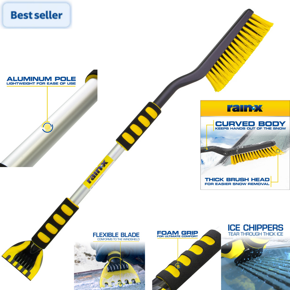 Rain-X 36" Snow Brush Ice Scraper Tool with Curved Handle