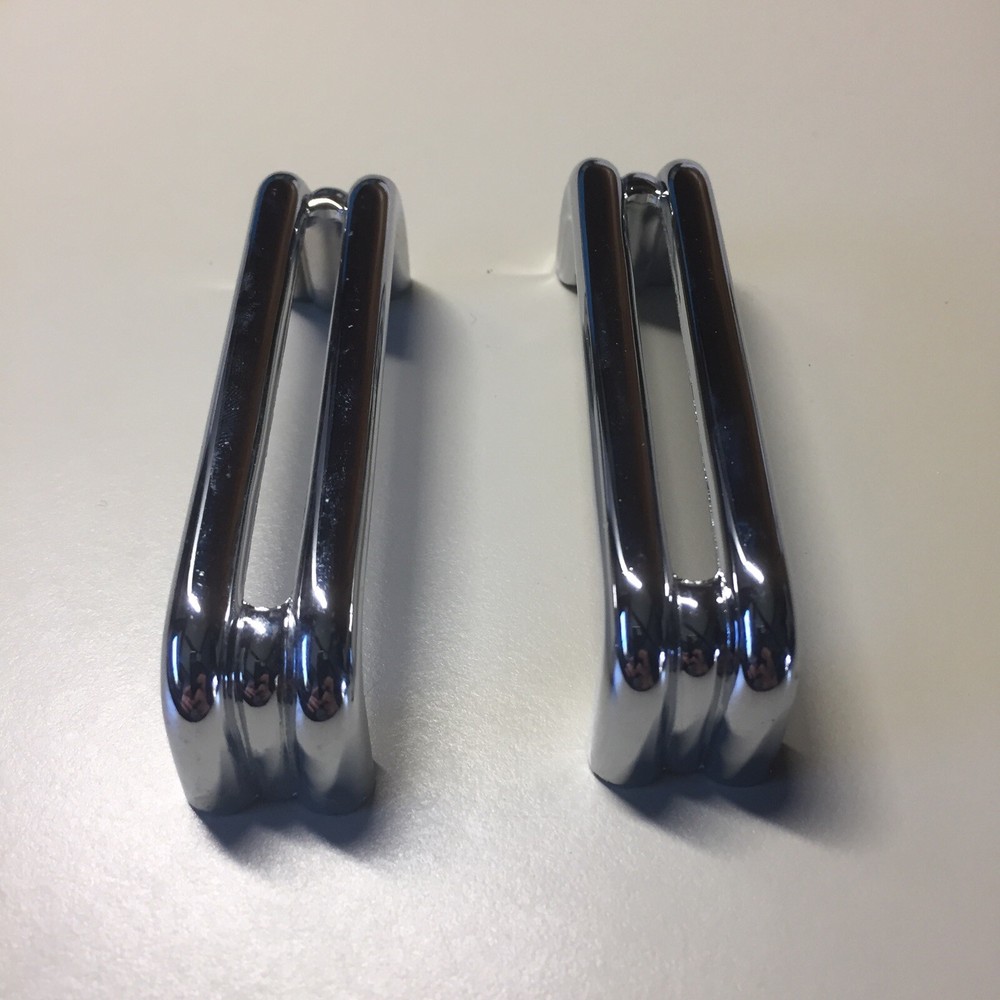 2 Vintage KBC Chrome Split Bar Drawer Pull Mid Century Style Lot B