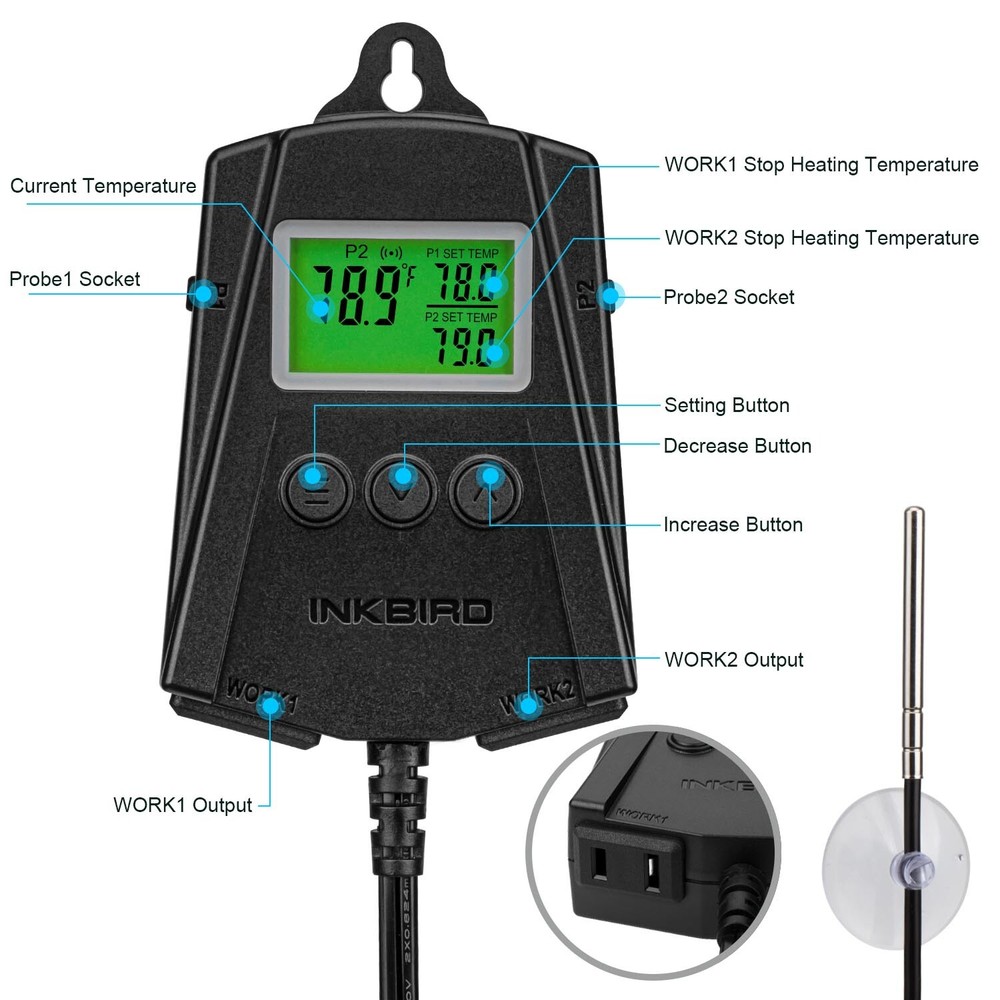 Inkbird Wifi Temp Controller Heating Mat Seedling Thermostat Seed Germination US