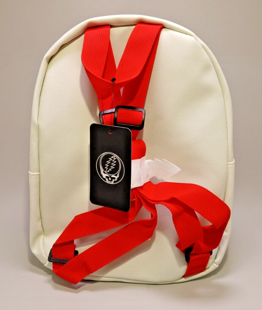 Grateful Dead Backpack White/Red Straps Dancing Bears Pattern & Logo NEW