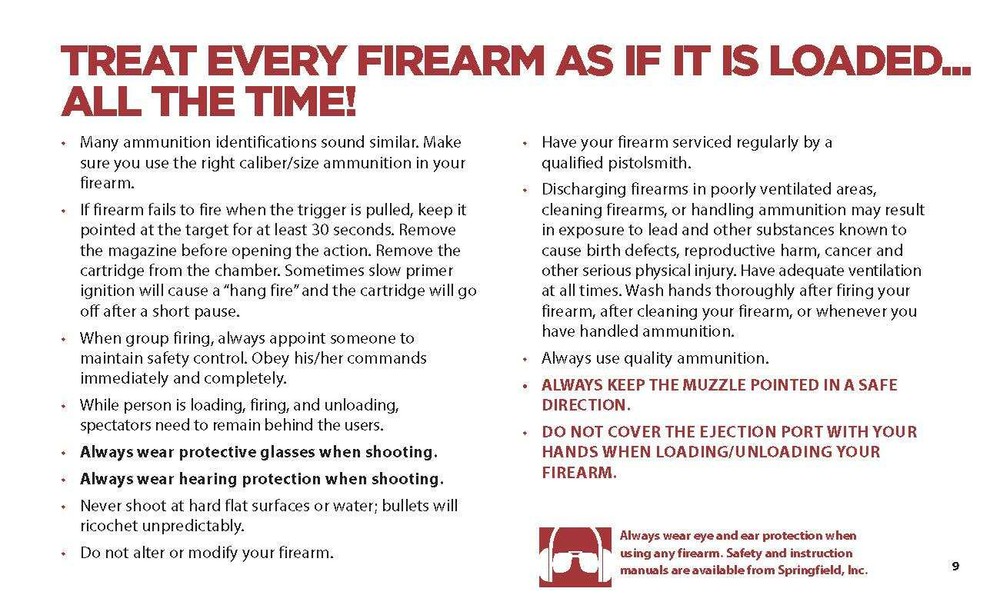 Springfield Armory 1911 Operation & Safety Manual (66 pg)
