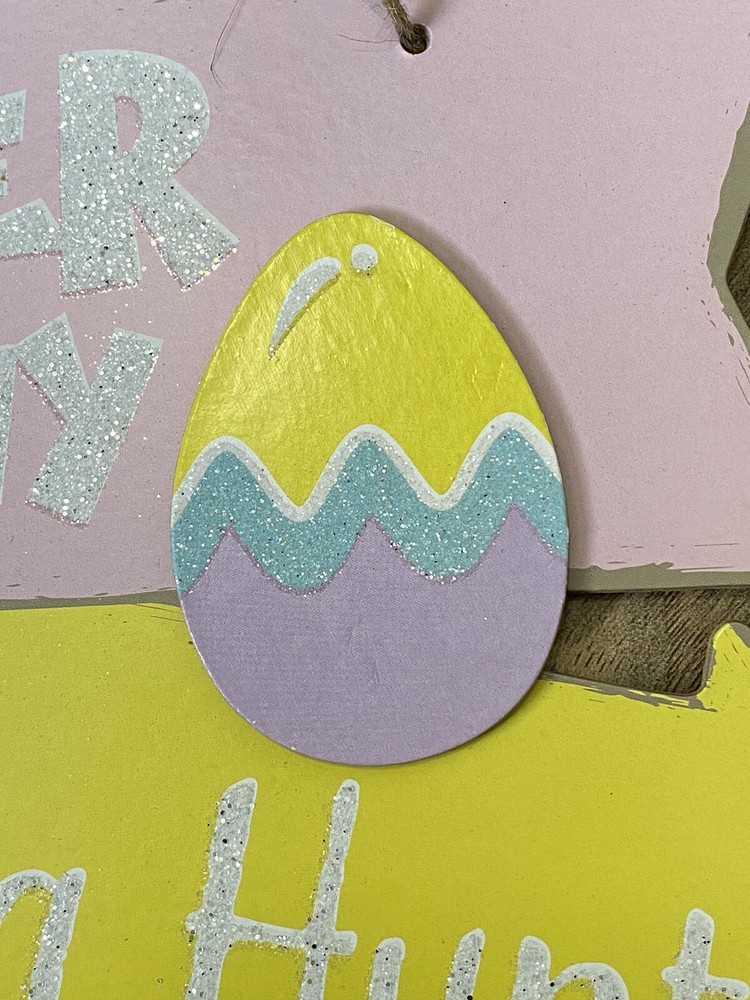 Stacked Directional Easter Wall Signs Glittery Welcome Easter Decor Bunny Eggs