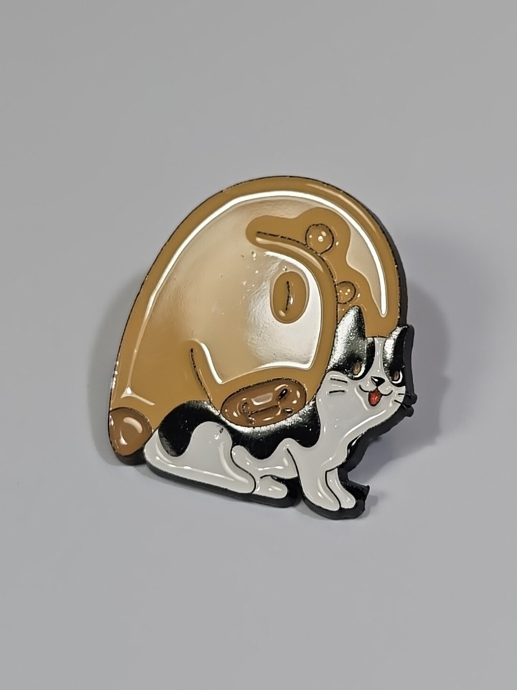 Capybara Sleeping w/ Kitty Cat Lapel Pin Whimsical