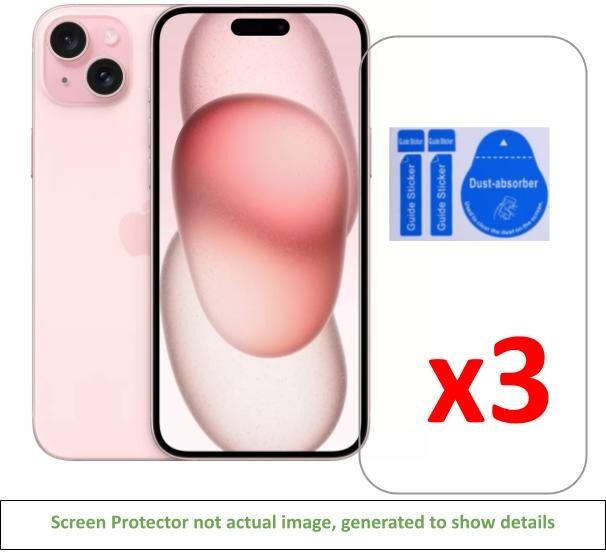 3x iPhone 16 Plus Screen Protector w/ cloth and installation stickers