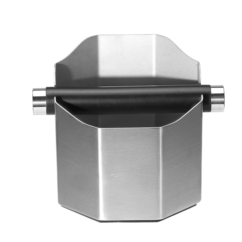 Espresso Knock Box, Coffee Grounds Knock Box with Removable Knocking Rod Silver