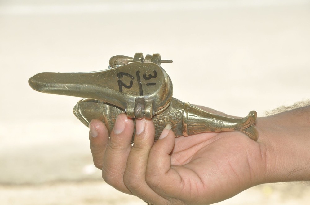 Vintage Brass Fish Shape Engraved Handcrafted Solid Hanging Oil Lamp
