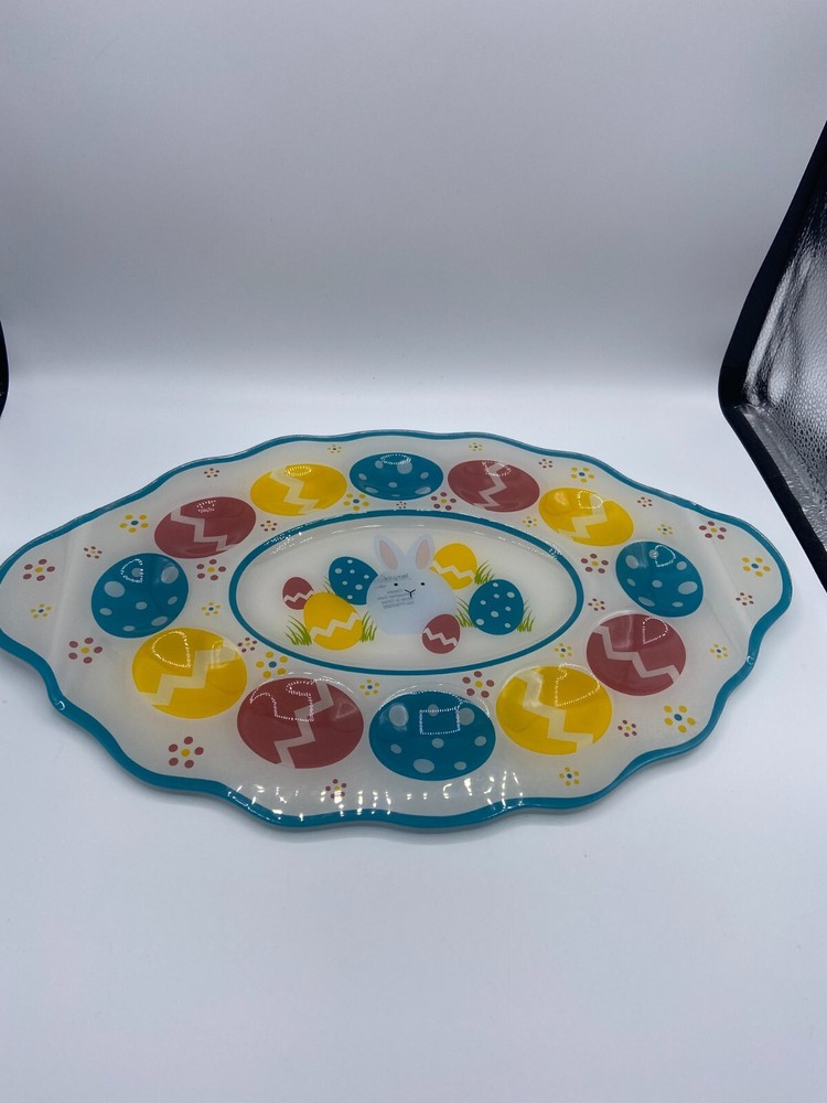 Temptations Glass Easter Egg Platter - New