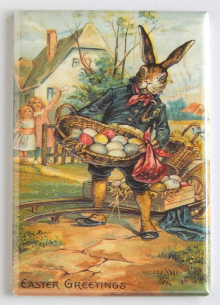Easter Bunny with Basket FRIDGE MAGNET