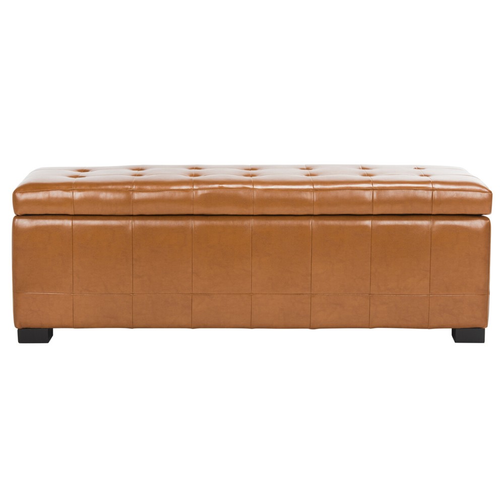 SAFAVIEH Large Manhattan Storage Bench | Saddle |