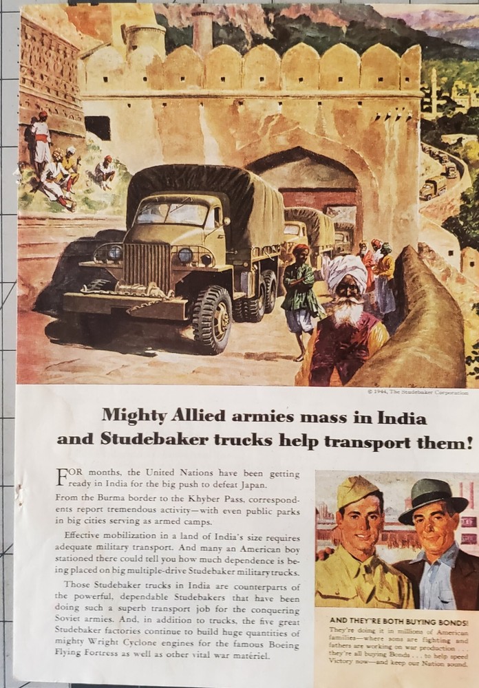Studebaker Military Trucks Magazine Advertisement 1944