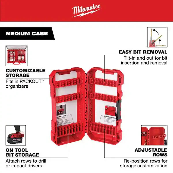 Milwaukee Driver Bit Case Storage Customizable Sturdy Medium Organizer Packout