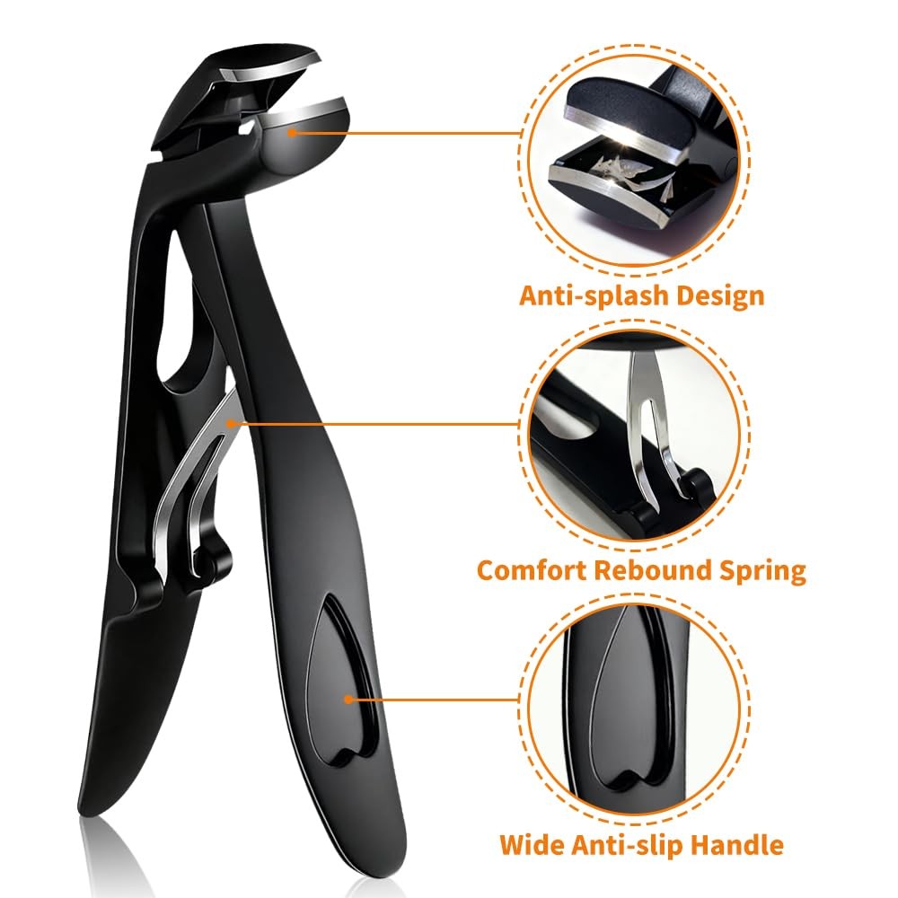 Long Handle Toenail Clippers for Seniors - Angled Head, Black Head