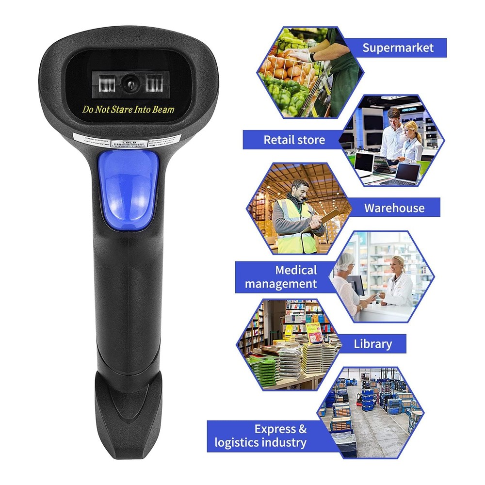 USB 1D Barcode Scanner, Handheld Wired CCD Barcode Reader Supports Screen Sca...