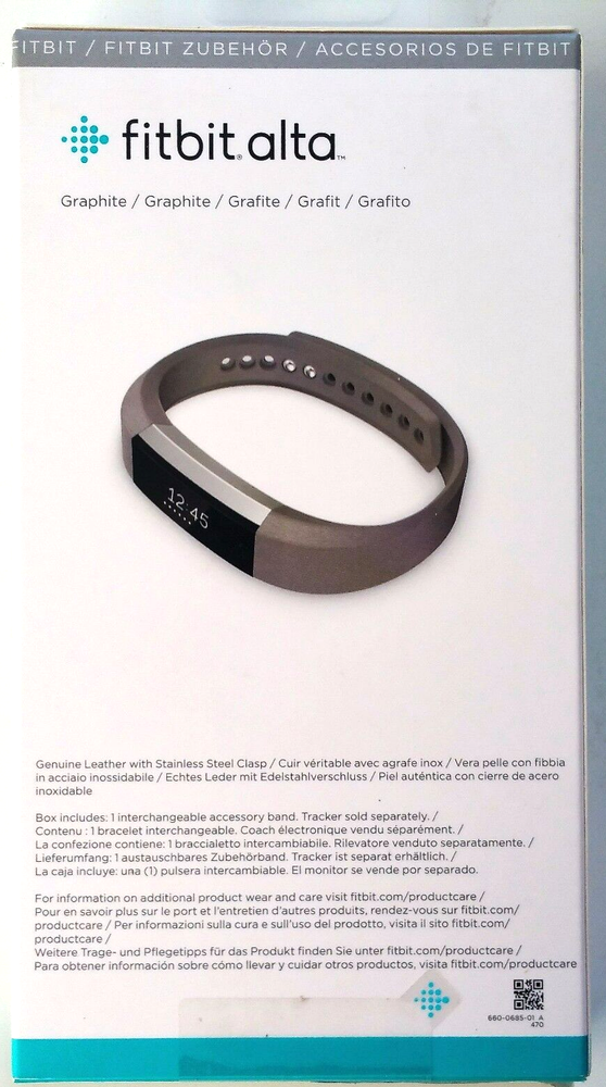 Fitbit Alta Leather Band Replacement Accessory Small Grey OEM New Sealed!