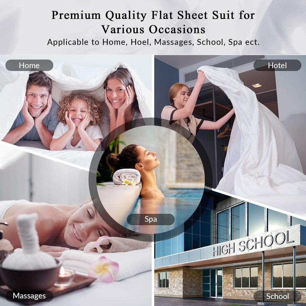 Royale Linens 6 Pack Bulk Flat Sheet Set - Top Sheets - Soft 1800 Microfiber ...