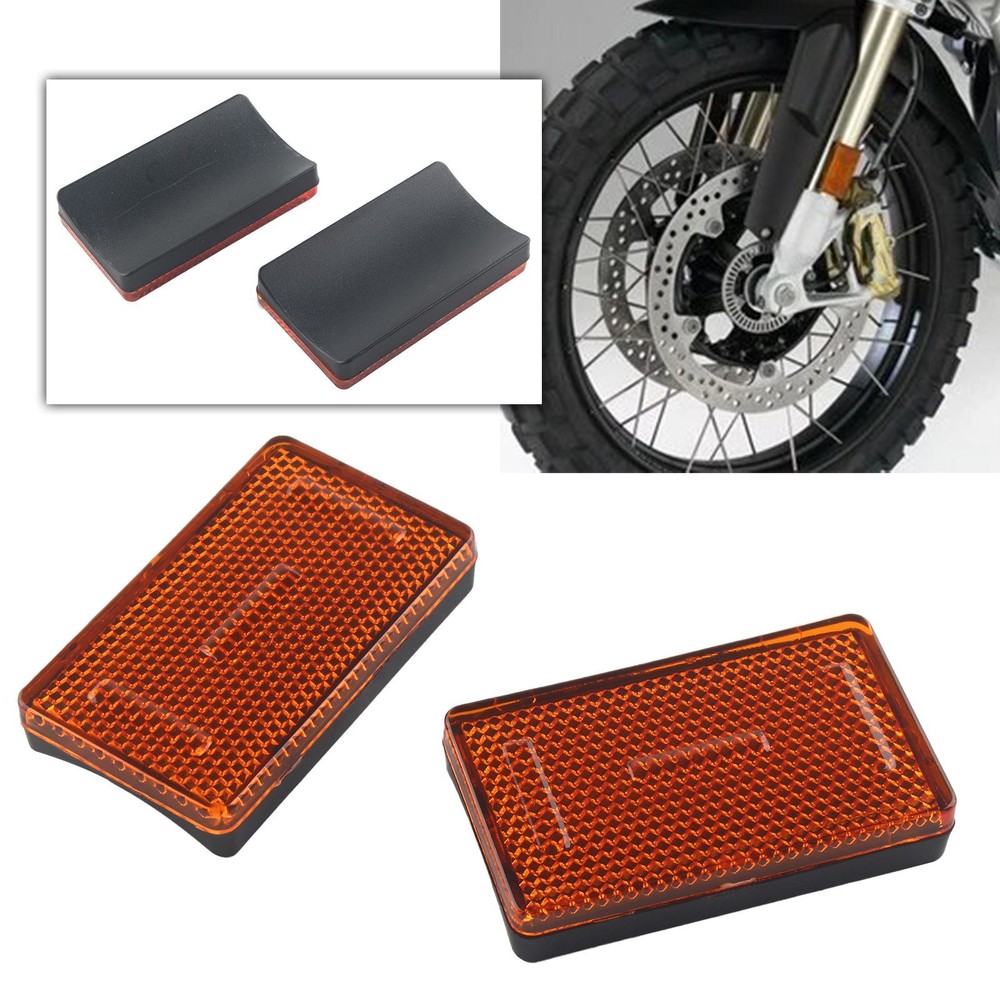 Universal Amber Front Fork Reflector Rectangle For Most Motorcycles ATV Bikes