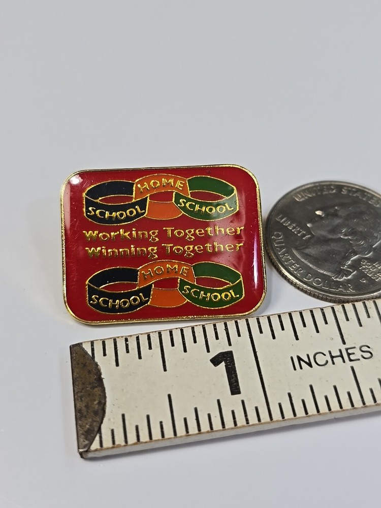 School & Home Lapel Pin Working Together Winning Together