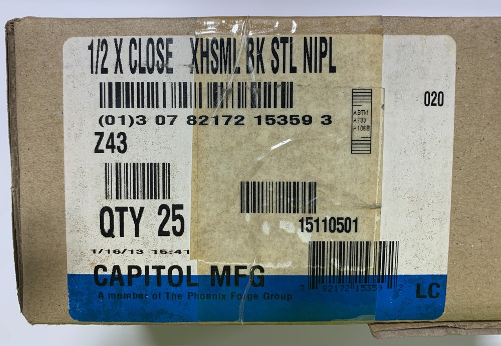 1/2" Close Nipple - Schedule 80
