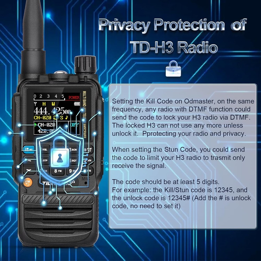 TIDRADIO TD-H3 GMRS Radios Handheld, APP/Web Bluetooth Programming, Black