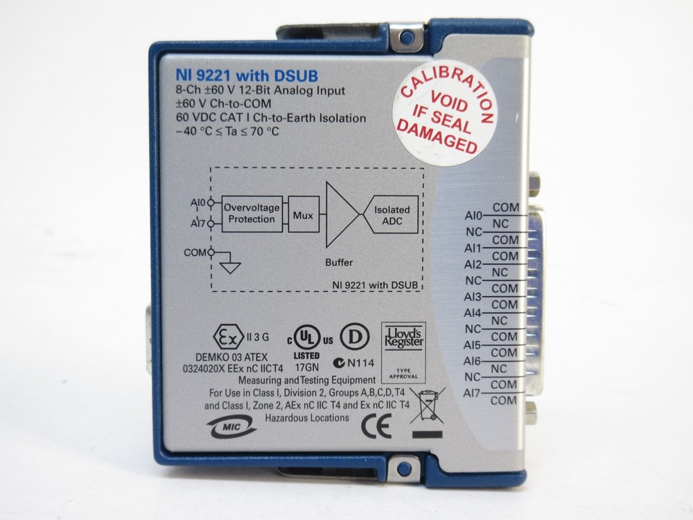 National Instruments NI 9221 with DSUB Analog Input Module, 8 Channel, 12-Bit
