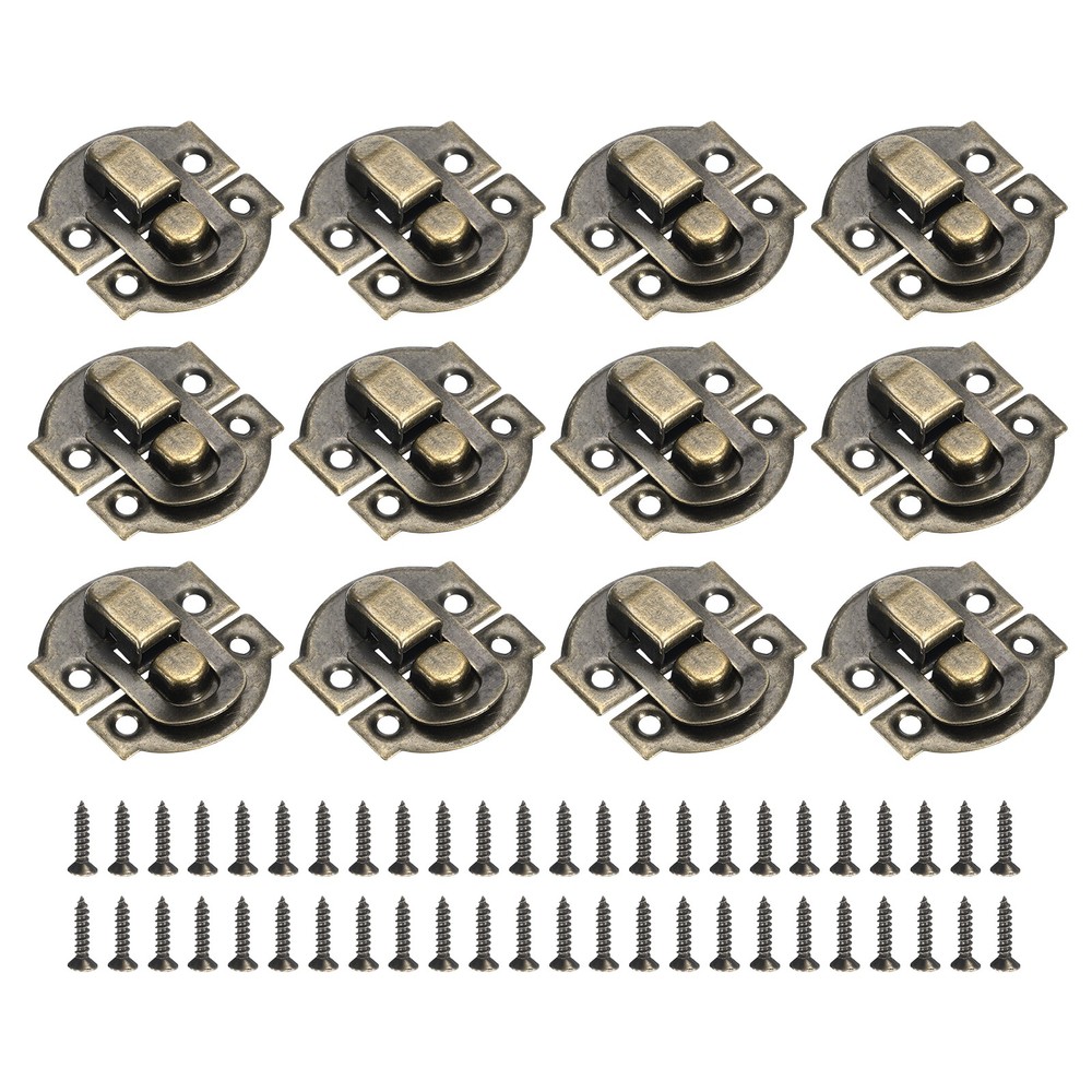 12Pcs Hasp Clasp Latch Lock 29 x 27mm Decorative Retro Toggle Latch Bronze