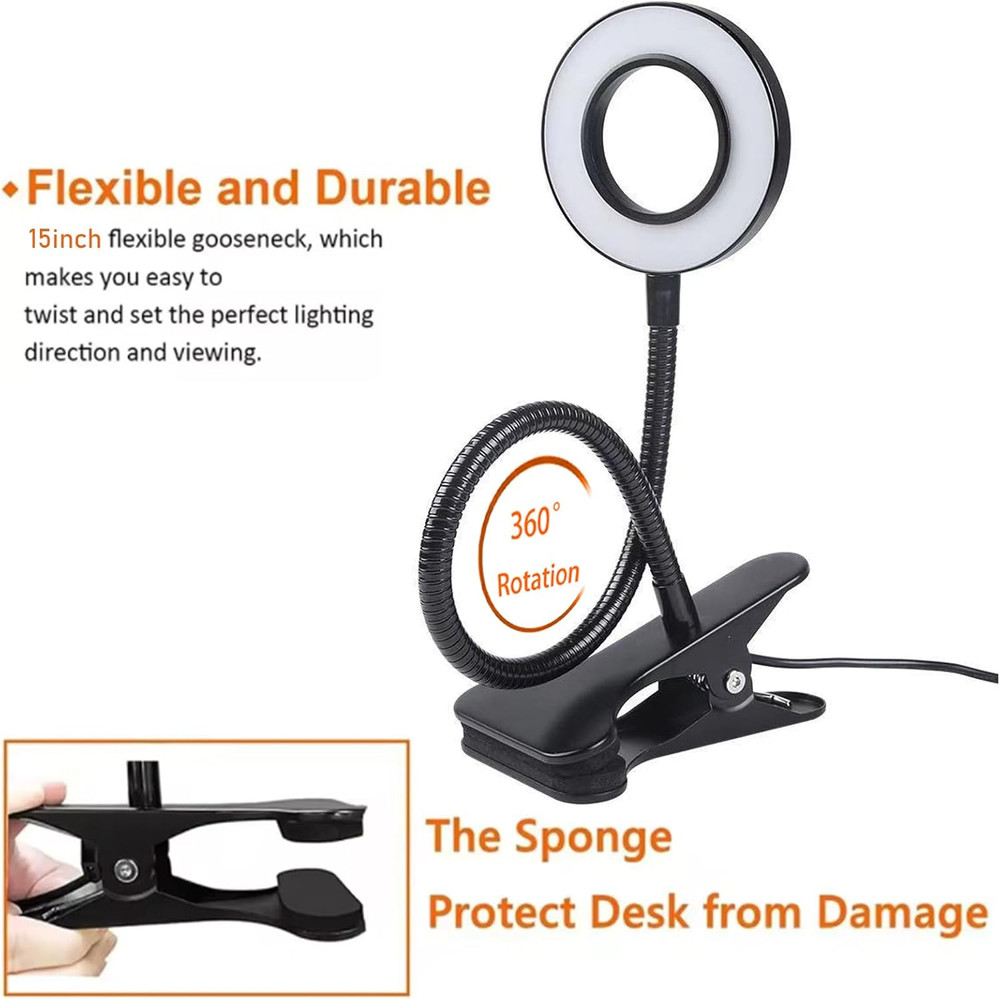 Clip on Light LED Reading Book Study Lamp 3 Color Modes 10 Brightness Eye Protec