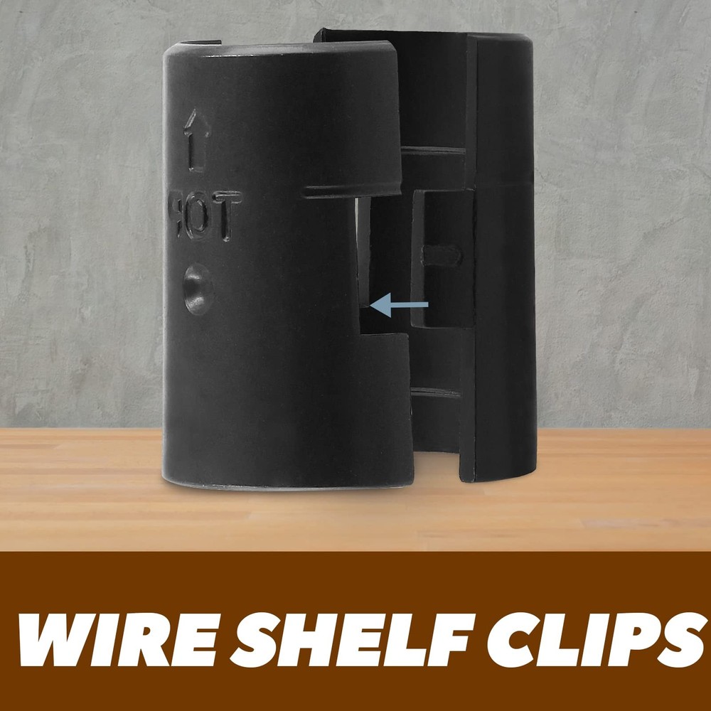 50 Pack 1 Inch Wire Shelving Shelf Lock Clips, Black Plastic Replacement