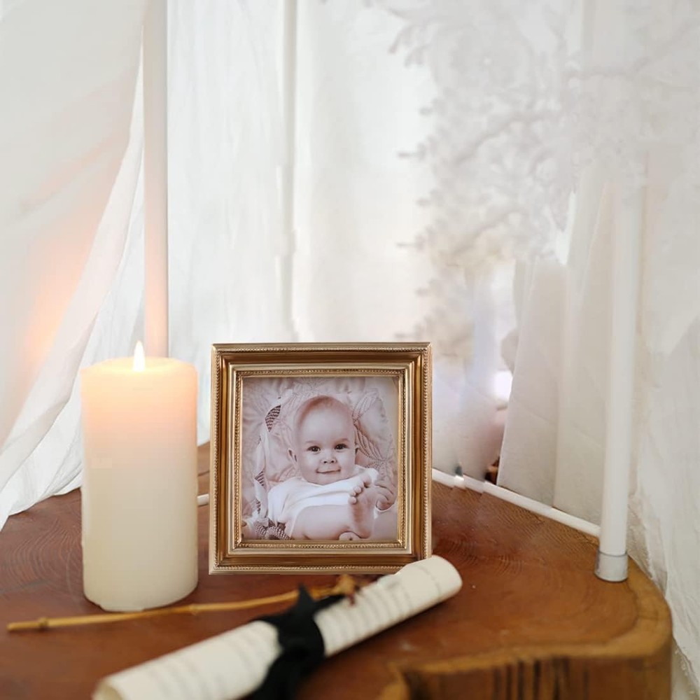3x3 Picture Frame Square Small Wallet Size Beaded Vintage Picture Frame Table...