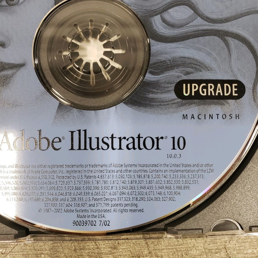 *Mac/Macintosh* Adobe Illustrator 10 Upgrade Disc & Serial Number w/ Guide & Box